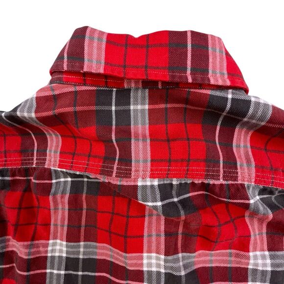 Polo Ralph Lauren Loop Collar Flannel Shirt Men M Red Plaid Long Sleeve Designer - Picture 9 of 12